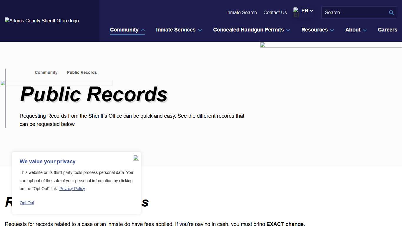 Public Records - Adams County Sheriff Office
